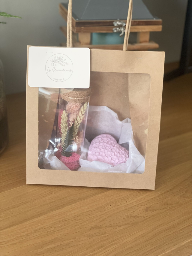 🌸 Coffret Cadeau Fleurs Séchées &amp; Cœur 🌸