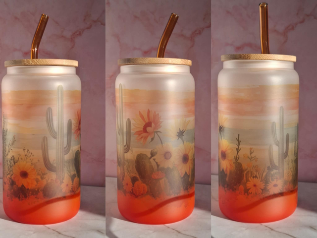 Verre givré orange dégradé cactus