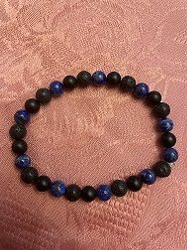 Bracelet Pierre de Lave de 8 mm, Onyx de 8 mm et Lapis lazuli de 8 mm