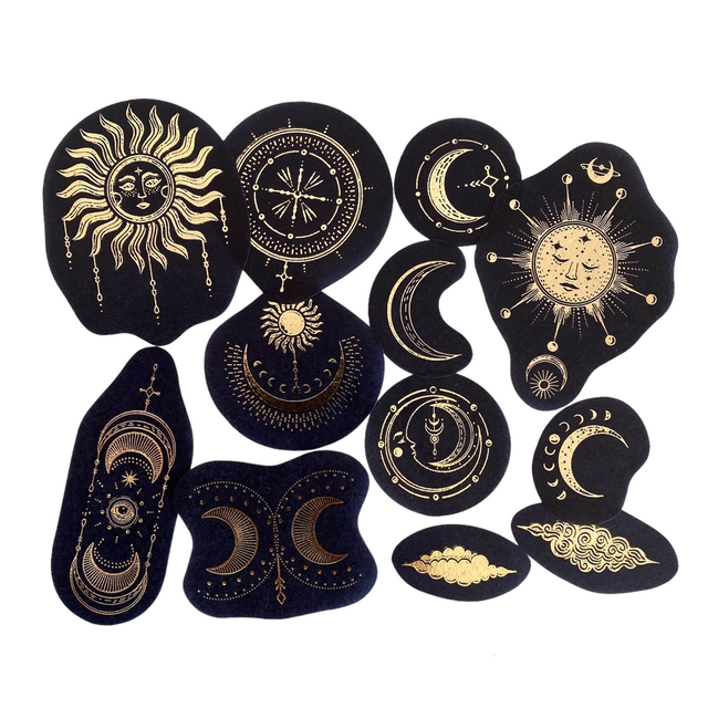 Stickers noirs et dorés astres - Lot de 12