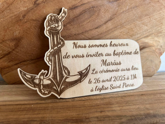 Faire-part baptême naissance anniversaire Ancre