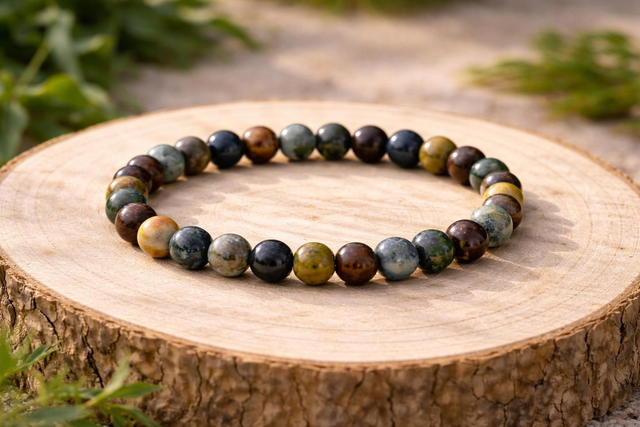 Bracelet JASPE OCEAN 8mm– Régénération, Joie et Harmonie émotionnelle

