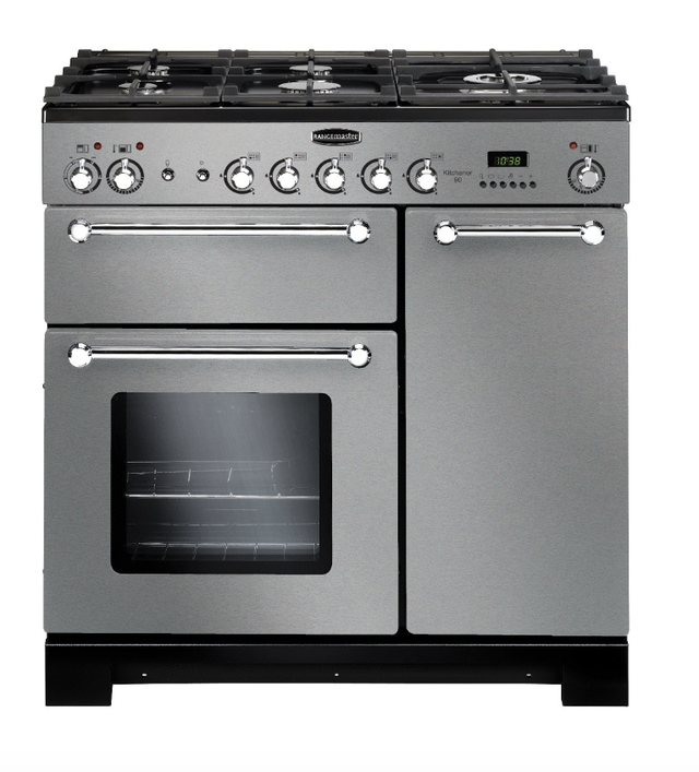 Rangemaster Kitchener 90 Dual Fuel Stainless Steel Range Cooker KCH90DFFSS/C