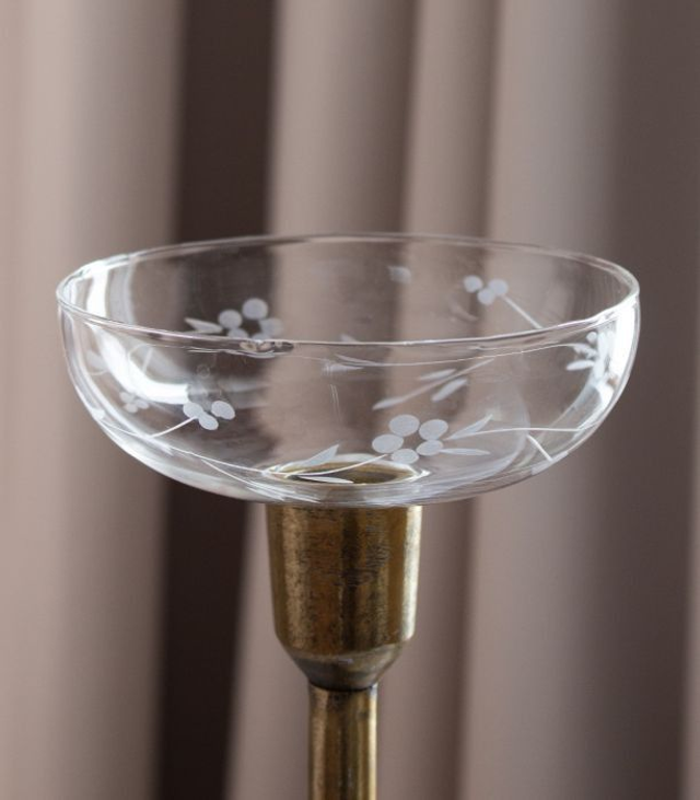 Kynttilämansetti lasia iso kukat