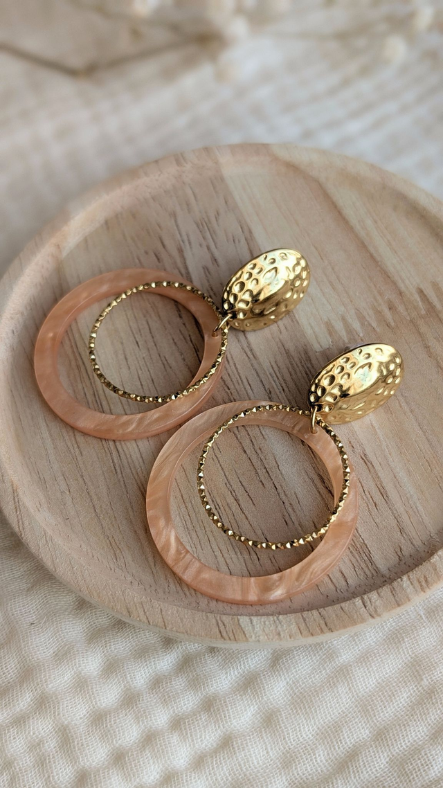 Boucles d'oreilles SIDONIE pêche nacré