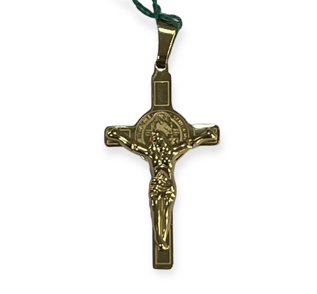 Croce Cristo in acciaio oro giallo. Art.CR13