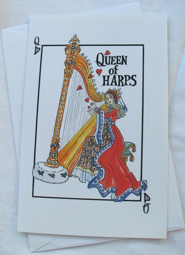"Queen of Harps" Greetings Cards - pack of 4