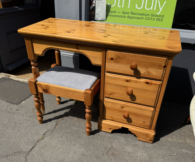 Solid Pine Dressing Table With Stool