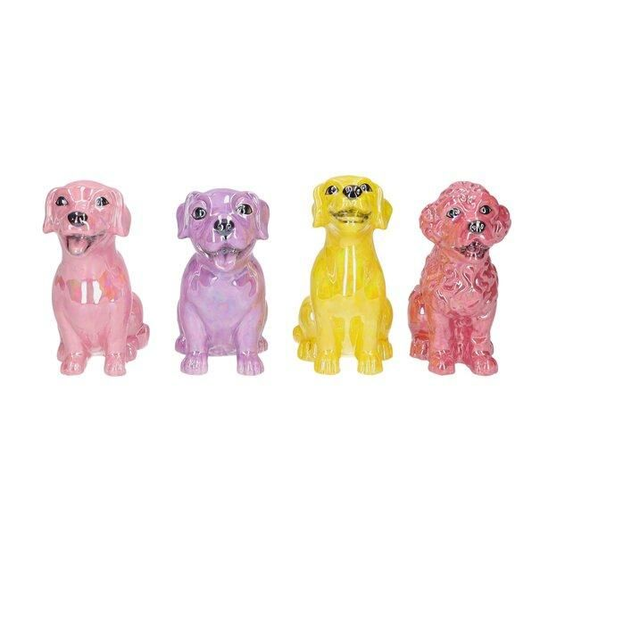 Mignon, Vase, Hund, 4fach sortiert, rosa/lila/gelb/dunkelrosa