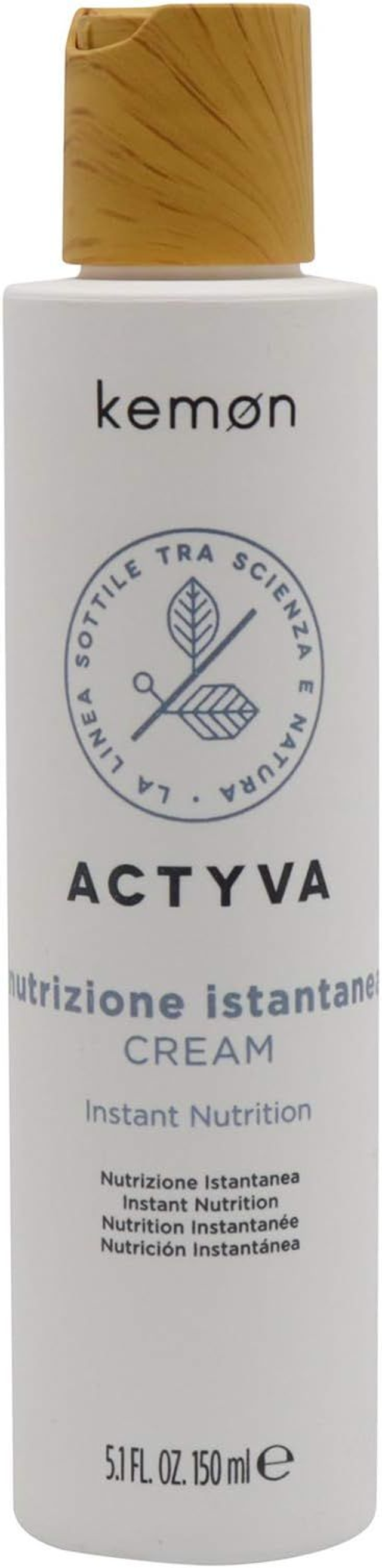 Kemon - Actyva Nutrizione Istantanea Cream, Crema Nutriente Azione Rapida per Capelli Secchi, con Avena e Olio d'Oliva, Effetto Districante - 150 ml