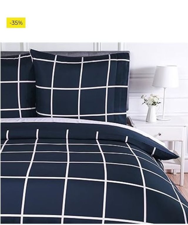 Amazon Basics 2 piezas Cama de microfibra Funda nórdica, funda de edredón de 135 x 200 cm y 1 funda de almohada de 80 x 80 cm