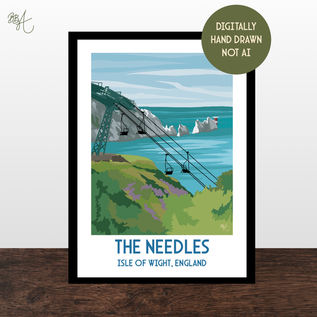The Needles, Isle of Wight, Travel Poster Print – Vintage Style Wall Art
