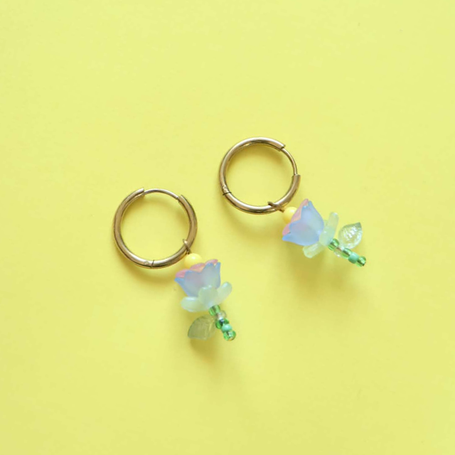 Boucles d'oreilles Mono Tulipes Bleues