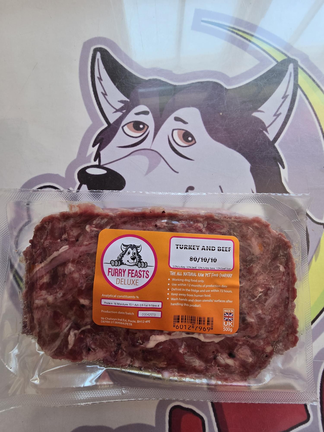 Turkey &amp; Beef 80/10/10 Flat pack 500g