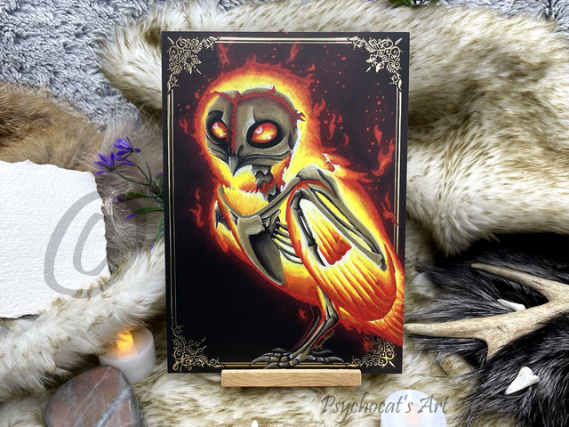 Phoenix-chouette doré 15X21cm