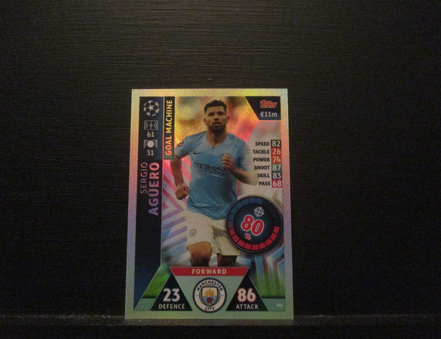 Sergio Aguero - UEFA Champions League Match Attax 2018/19 Original Trading Card #161