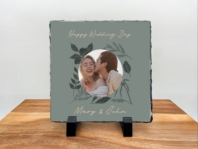 Personalised Slate Tile - Custom Rock Slate - Flower