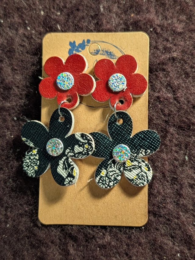 Boucles d'oreilles marguerite rouge calavera m610