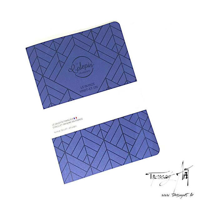 LE CALEPIN FRANCAIS - CARNET 15*21CM BLEU MOTIFS A CARREAUX - CF008