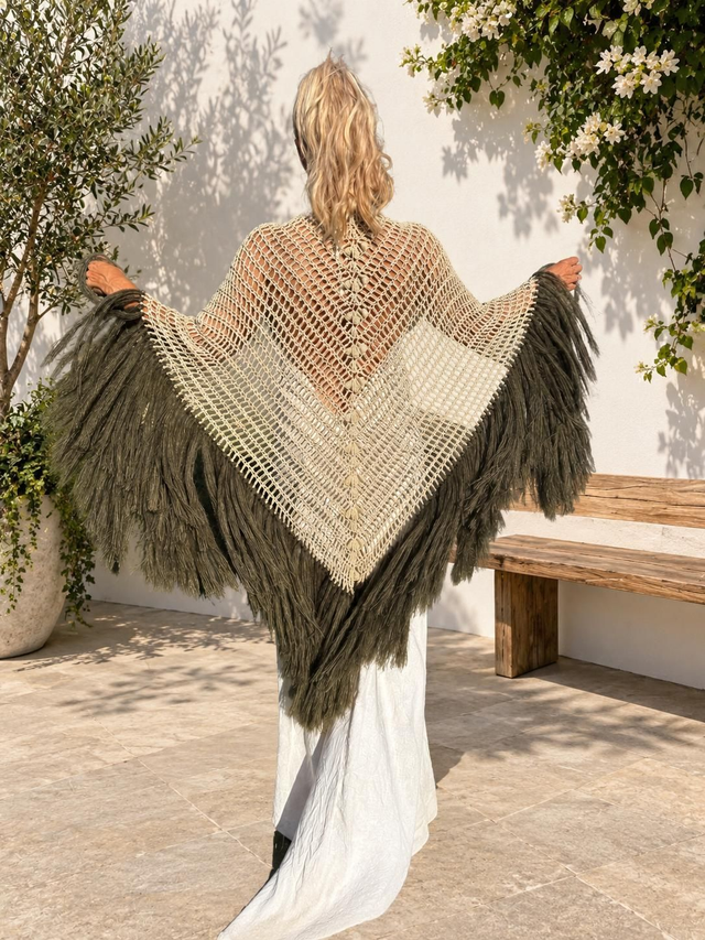 Chal mohair/seda verde oscuro