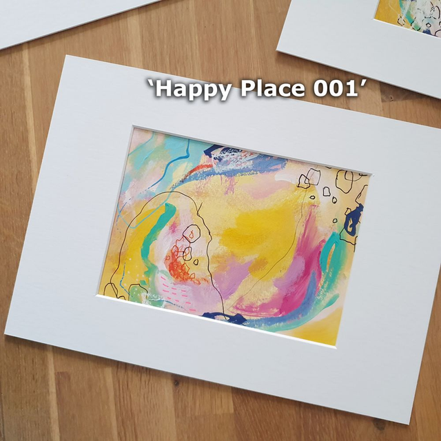 Abstracte schilderijen 'Happy Place' - nr 001/002/003/004 (prijs per stuk)