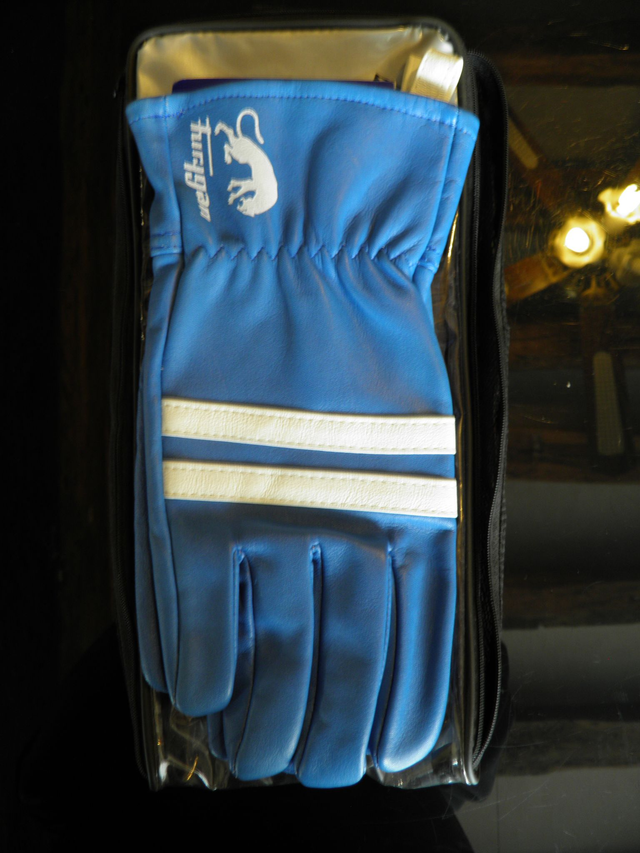 gants vintage en cuir Furygan bleu