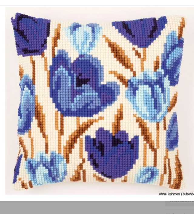 Stickkissen Blaue Tulpen