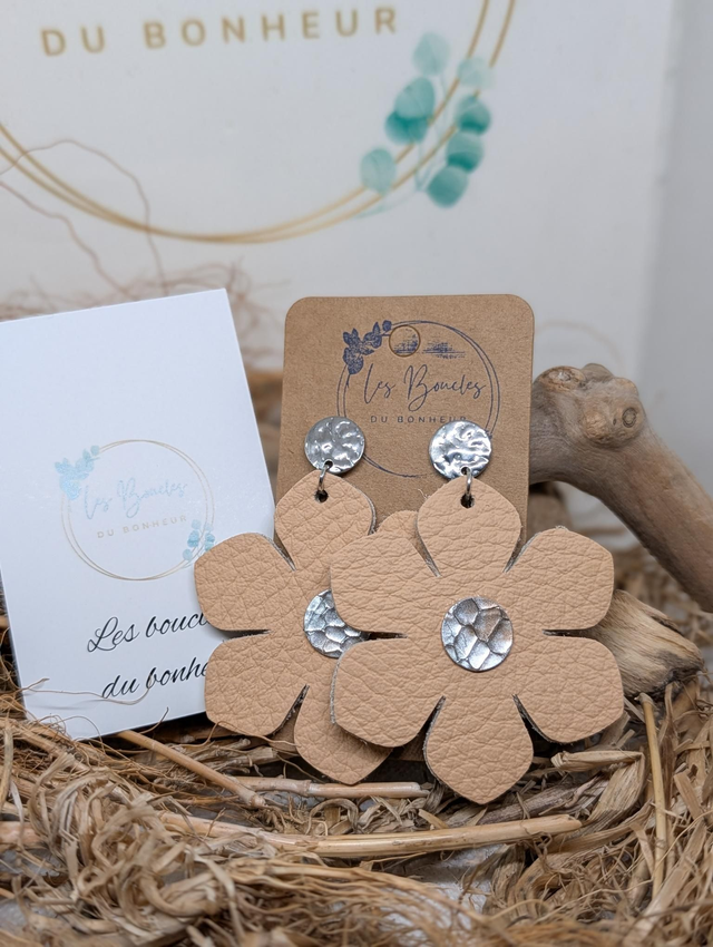 Boucles d'oreilles Ginette beige rosé gi019