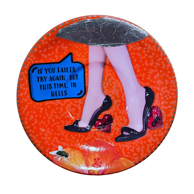 "If You Failed, Try Again, But This Time, In Heels" Orange Upcycled Trinket Dish