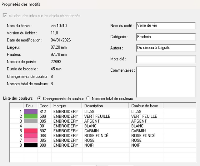 fichier broderie verre de vin - 2 Tailles / 12 Formats