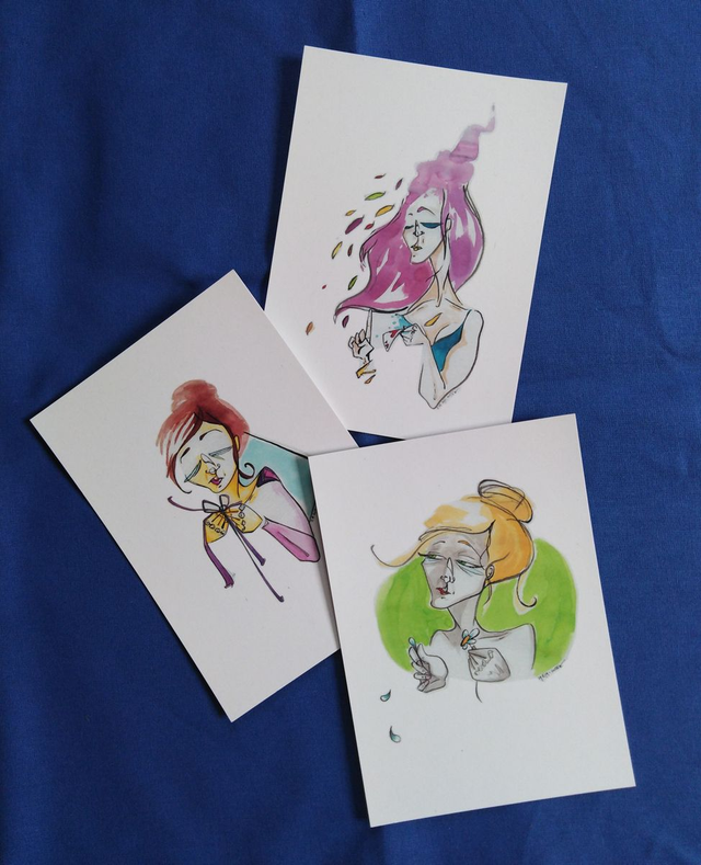 3 cartes postales "Portraits"