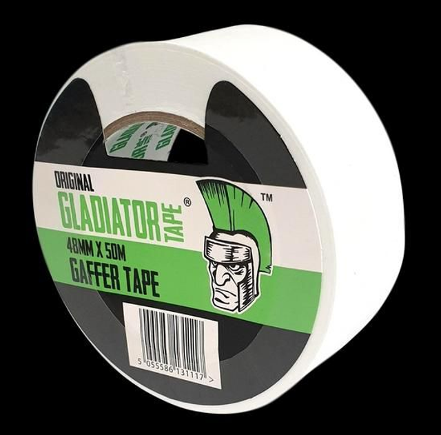 Gladiator GAFFER WATERPROOF CLOTH WHITE TAPE 2&quot; 48MM x 50M DUCT