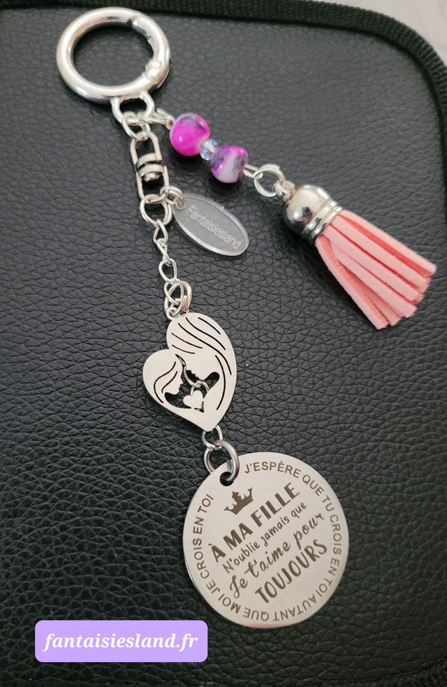 Bijou de sac Mère Fille Rose