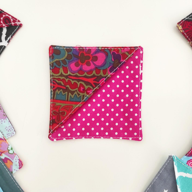  Marque page en coton - floral/pois