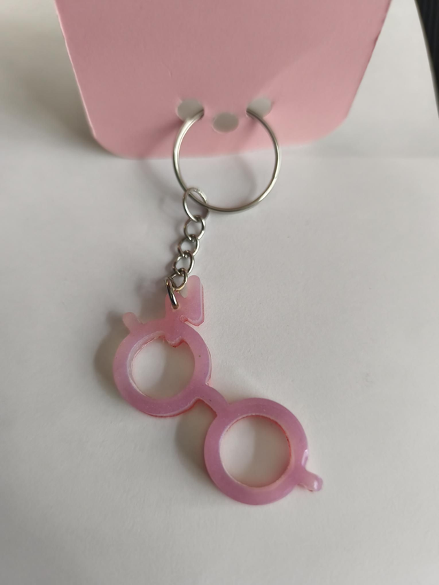 Porte-clé lunettes bicolore nacré rouge 