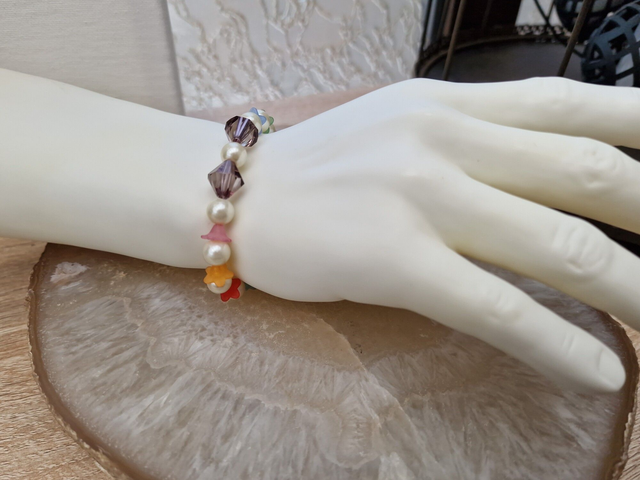 Bracelet Fleurs Multicolore Perles