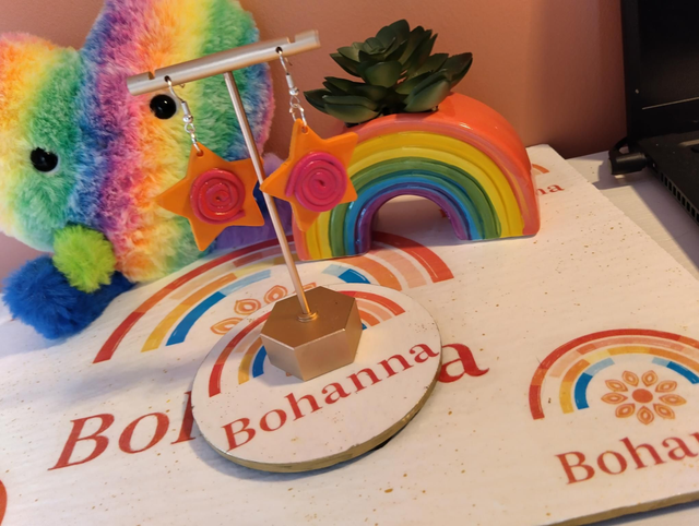 Handmade polymer clay - Bright Star earrings 