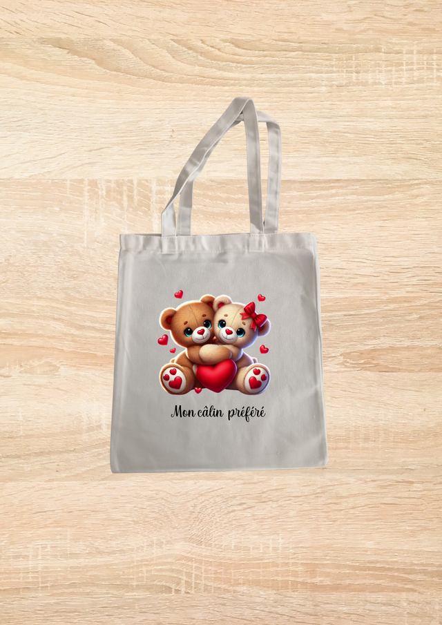 Sac fourre tout motif ourson qui se câline 