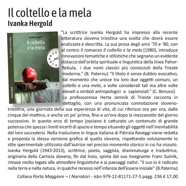 Ivanka Hergold, "Il coltello e la mela", qudulibri 2024 (trad. di Patrizia Raveggi) 