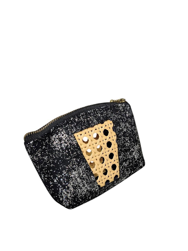 Pochette ou bourse bohème chic - noir argent 