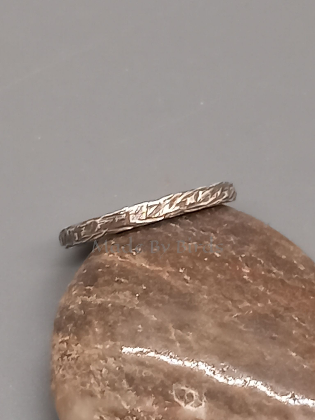 Hammered Darkened Sterling Silver Ring 