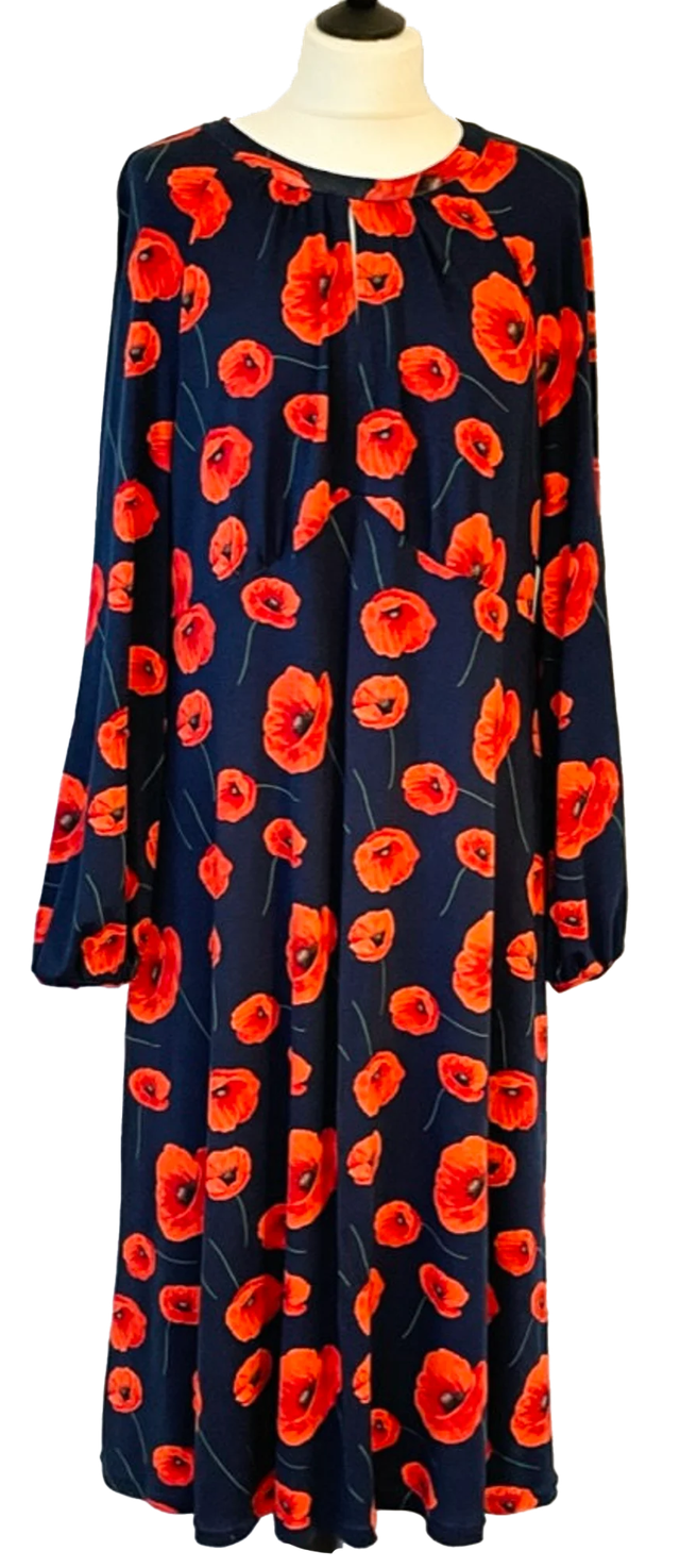 Robe blouse - fleurs rouges - taille 44 (fr)
