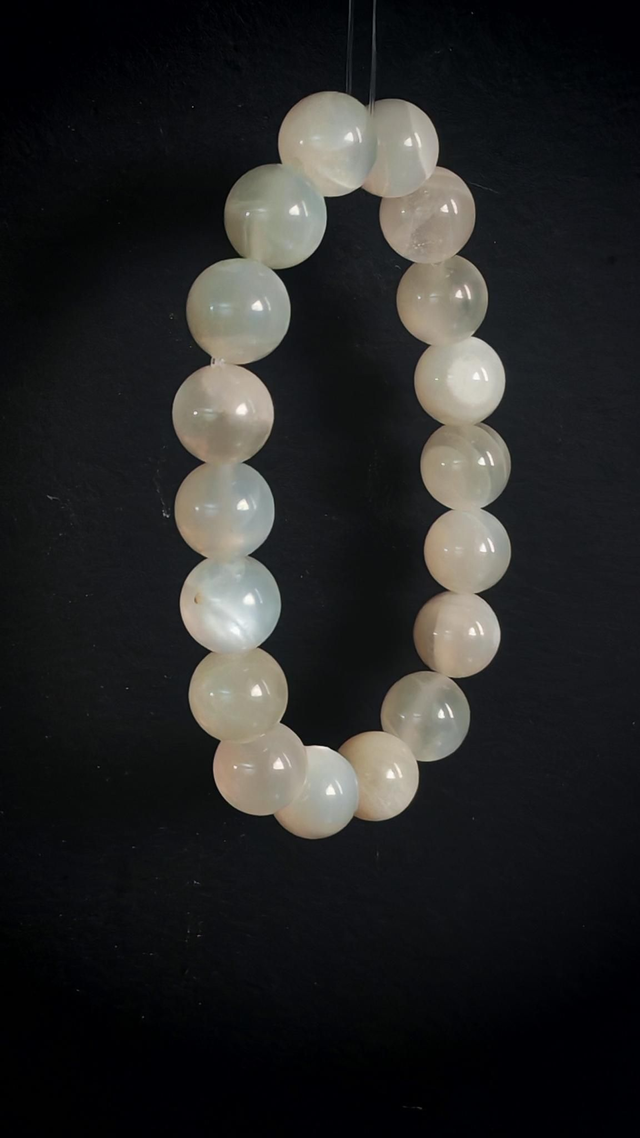 Bracelet pierre de lune blanche 11 mm