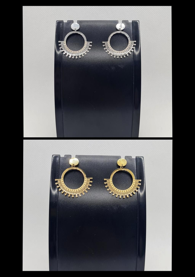 Clous d'oreilles (clous) "Joana" en acier inoxydable or et argent 