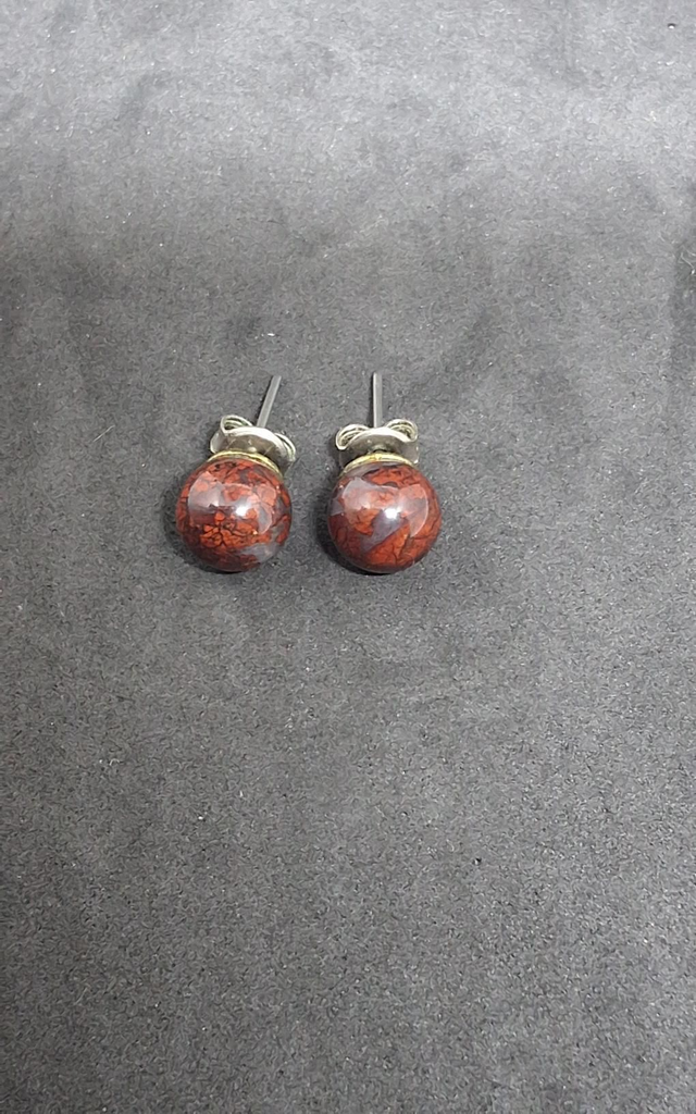 Boucles d'oreilles argent jaspe russe