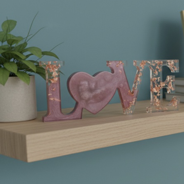 Bibelot Love ton rose et transparent feuille d’or