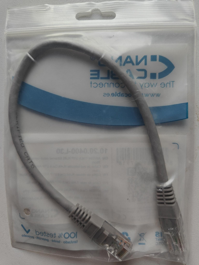 Harmaa Cat6-verkkokaapeli 0,3m - NANOCABLE 