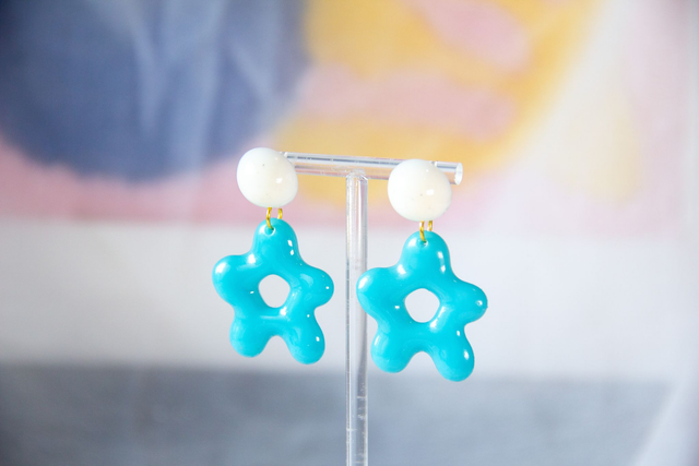 Retro Turquoise Star-Shaped Statement Earrings - Playful Bold Fashion Accessory