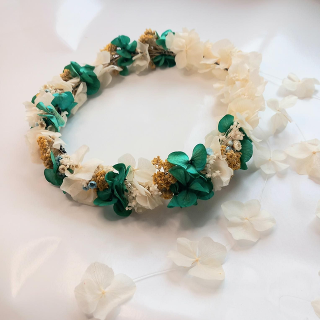 Duo d'accessoires de mariage en fleurs stabilisées Couronne et Boutonnière-accessoire de la mariée "LA DOLCE VITA"