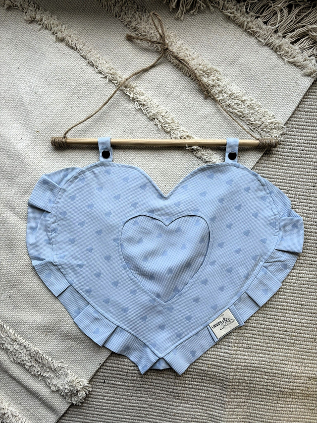 Sac à foin cœur &quot;vichy bleu&quot;